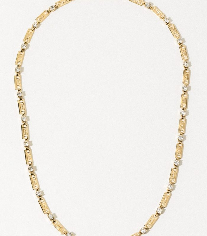 Elegant Brass And Crystal Necklace